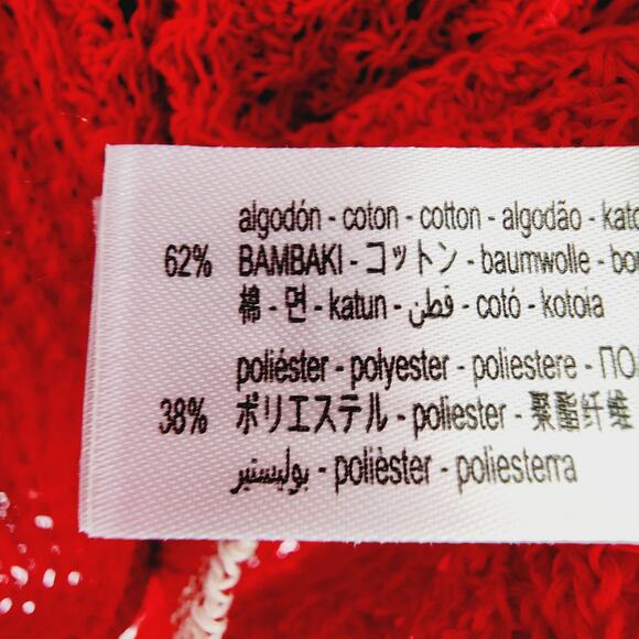 Zara Red & White Pointelle Knit Mini Dress Sleeveless Size Medium - Picture 6 of 9